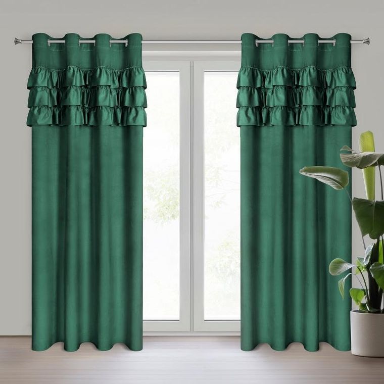 Eurofirany, zasłona zaciemniająca gotowa, Sami, 140-250 cm, ciemnozielony