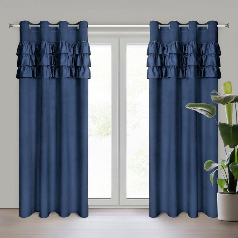 Eurofirany, zasłona zaciemniająca gotowa, Sami, 140-250 cm, granatowy