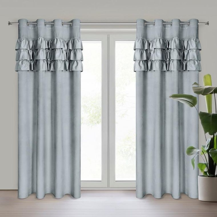 Eurofirany, zasłona zaciemniająca gotowa, Sami, 140-250 cm, srebrny