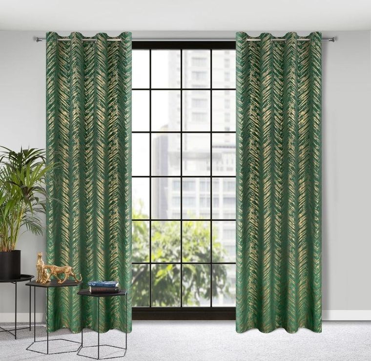 Eurofirany, zasłona zaciemniająca gotowa, Sara, 140-250 cm, ciemnozielony