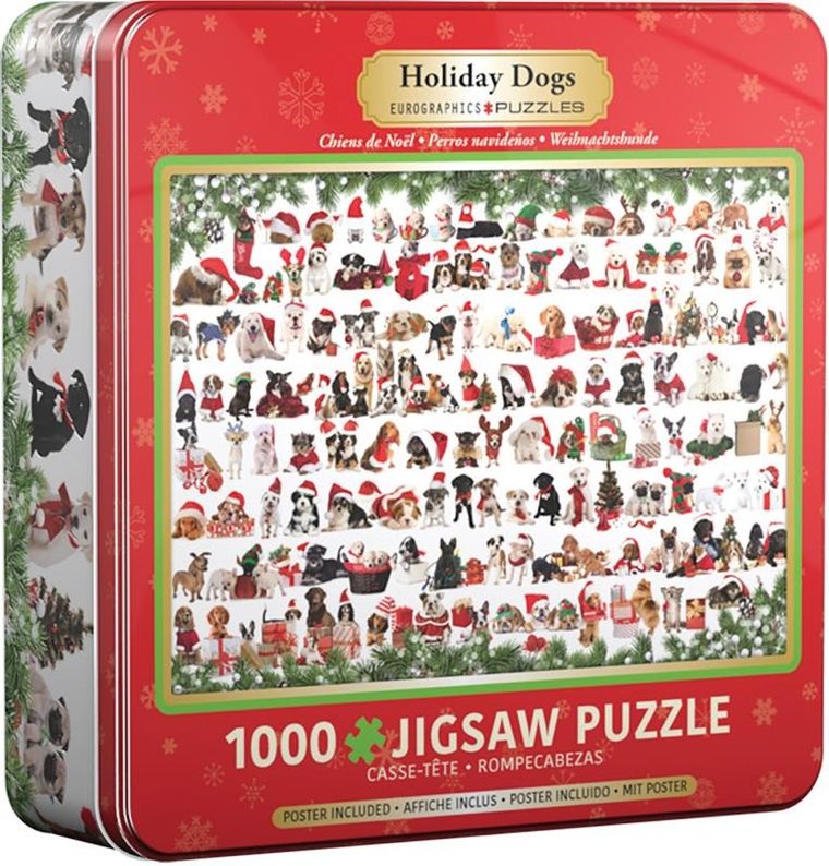 Eurographics, Tin Holiday Dogs, puzzle, 1000 elementów