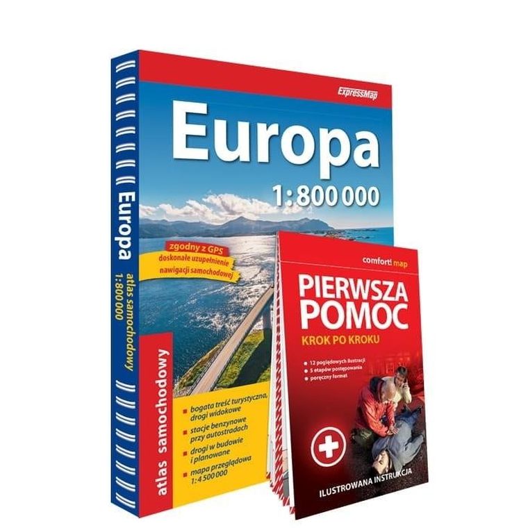 Europa. Atlas samochodowy 1:800 000+pierwsza pomoc