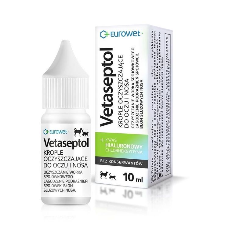 Eurowet, Vetaseptol, krople do oczu/nosa, dla psa i kota, 10 ml