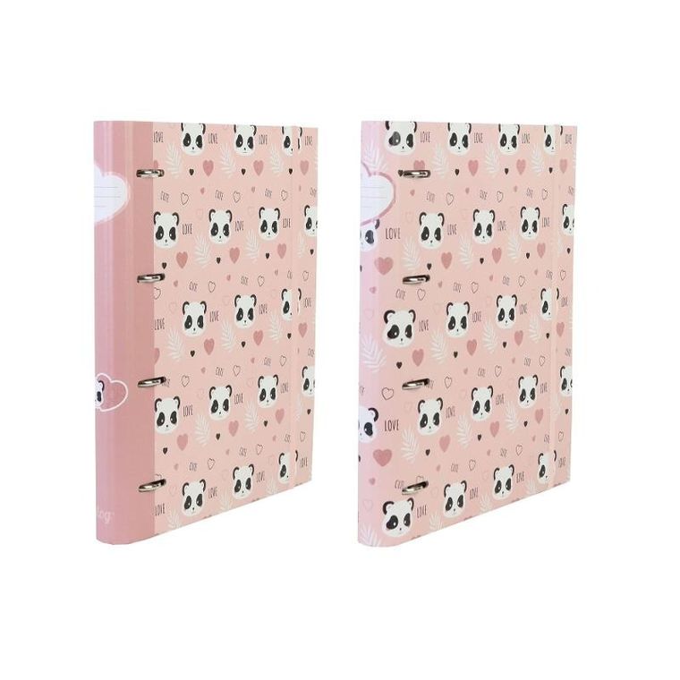 Ev-corp, segregator na gumkę, A4, 4-ringowy, wkład w linie, przekładki, Cute Panda