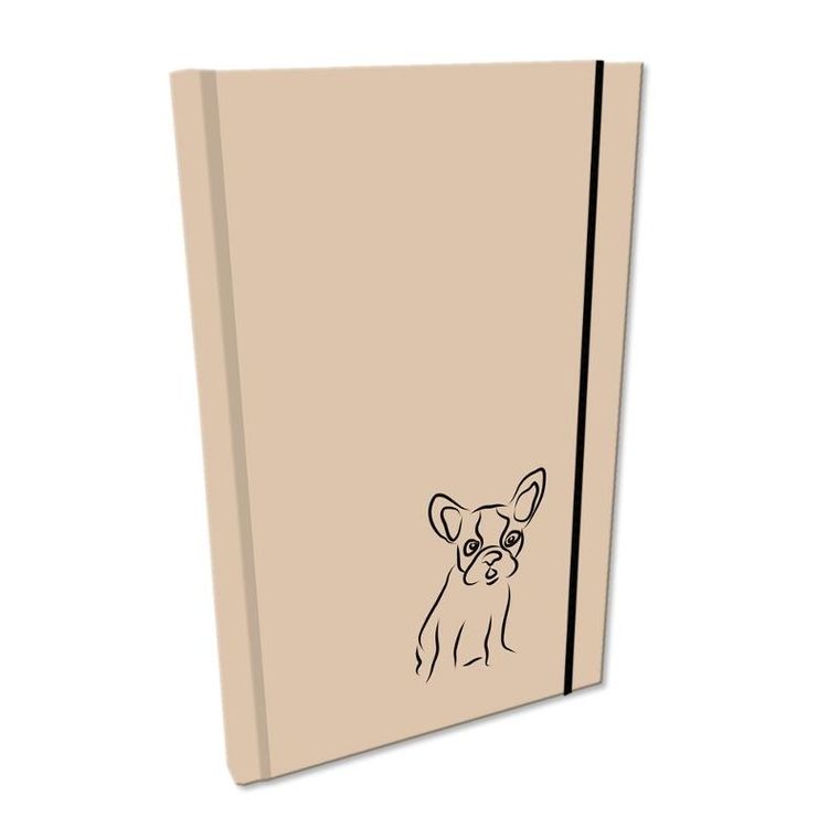 EV-Corp, Soft Touch, notes z gumką A5, gładki, lakier UV, buldog, beż, 1 szt.