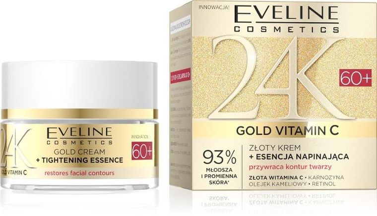 Eveline, 24k gold vitamin c, złoty krem do twarzy napinający 60+, 50 ml