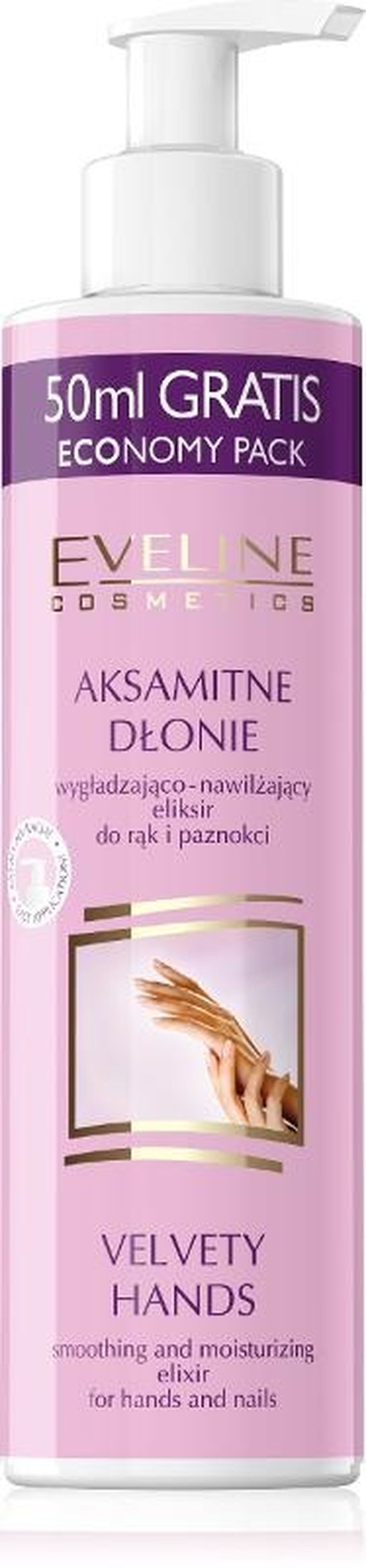 Eveline, Aksamitne Dłonie, wygładzająco-nawilżający eliksir do rak i paznokci, 245 ml