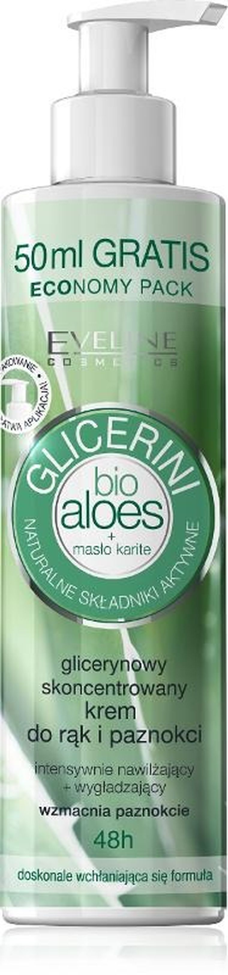 Eveline, Bio aloes, glicerynowy skoncentrowany krem do rąk i paznokci, 245 ml