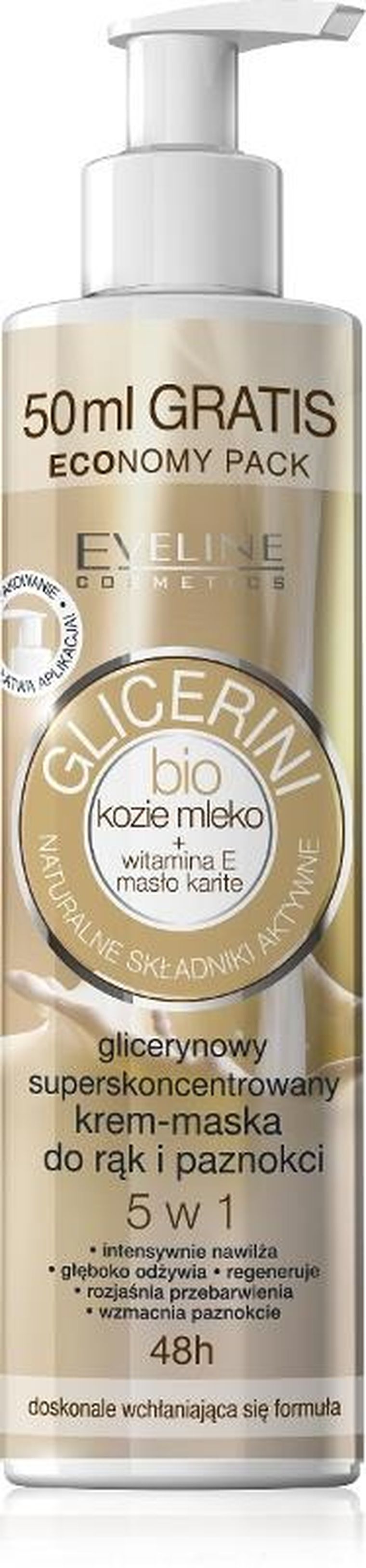 Eveline, Bio Kozie Mleko, glicerynowy superskoncentrowany krem-maska do rąk i paznokci, 5w1, 245 ml
