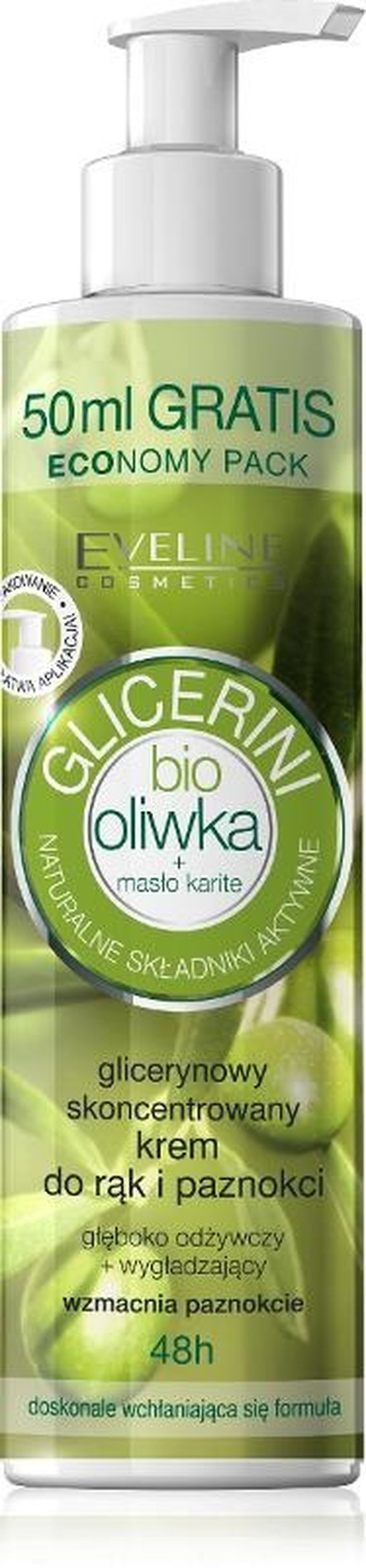 Eveline, Bio oliwka glicerynowy skoncentrowany krem do rąk i paznokci, 245 ml