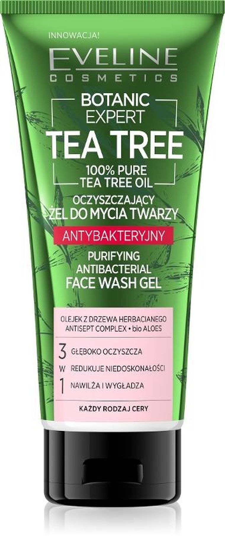 Eveline, Botanic Expert, Tea Tree, żel do mycia twarzy, antybakteryjny i oczyszczający, 175 ml