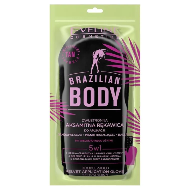 Eveline, Brazilian Body, dwustronna aksamitna rękawica do aplikacji 5w1, 1 szt.