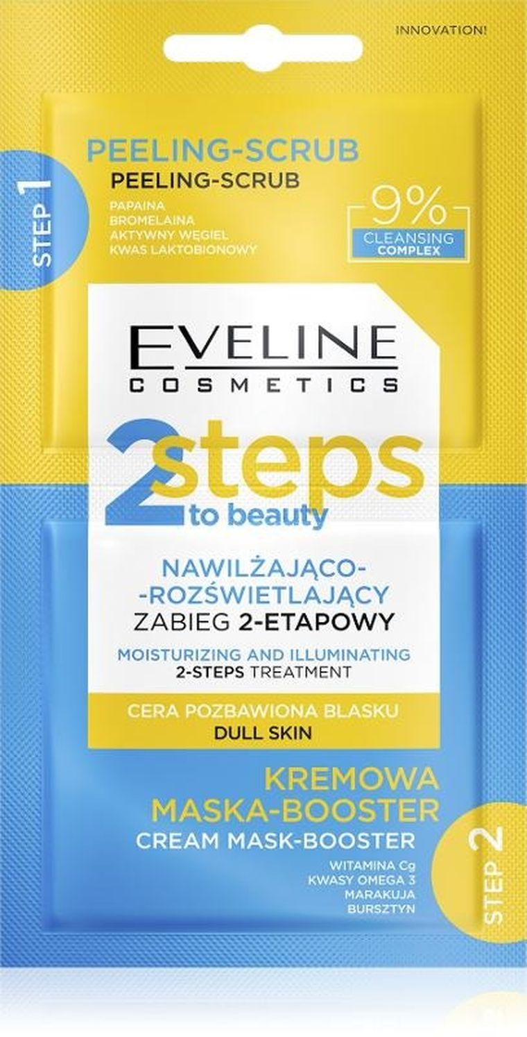 Eveline Cosmetics, 2 Steps to Beauty, nawilżająco-rozświetlający zabieg 2-etapowy, 2-4 ml