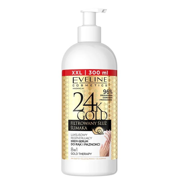 Eveline Cosmetics, 24K Gold, luksusowy regenerujący krem-serum do rąk, 300 ml