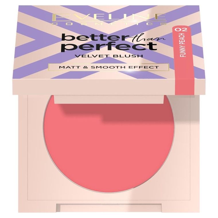 Eveline Cosmetics, Better Than Perfect Velvet Blush, róż prasowany 02 Funny Peach, 2,3g