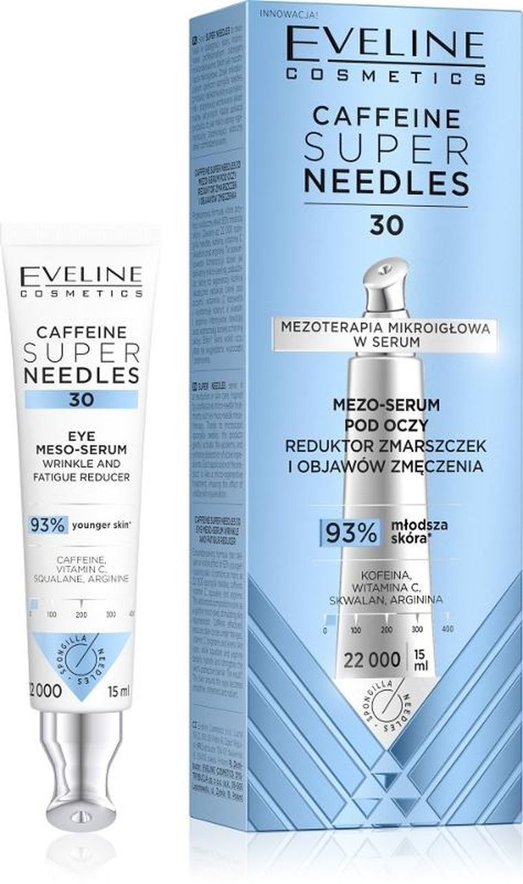 Eveline Cosmetics, Caffeine Super Needles 30, mezo-serum pod oczy reduktor zmarszczek i objawów zmęczenia, 15 ml