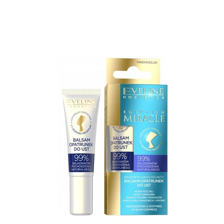 Eveline Cosmetics, Egyptian Miracle, regenerująco-kojący balsam-opatrunek do ust, 12 ml