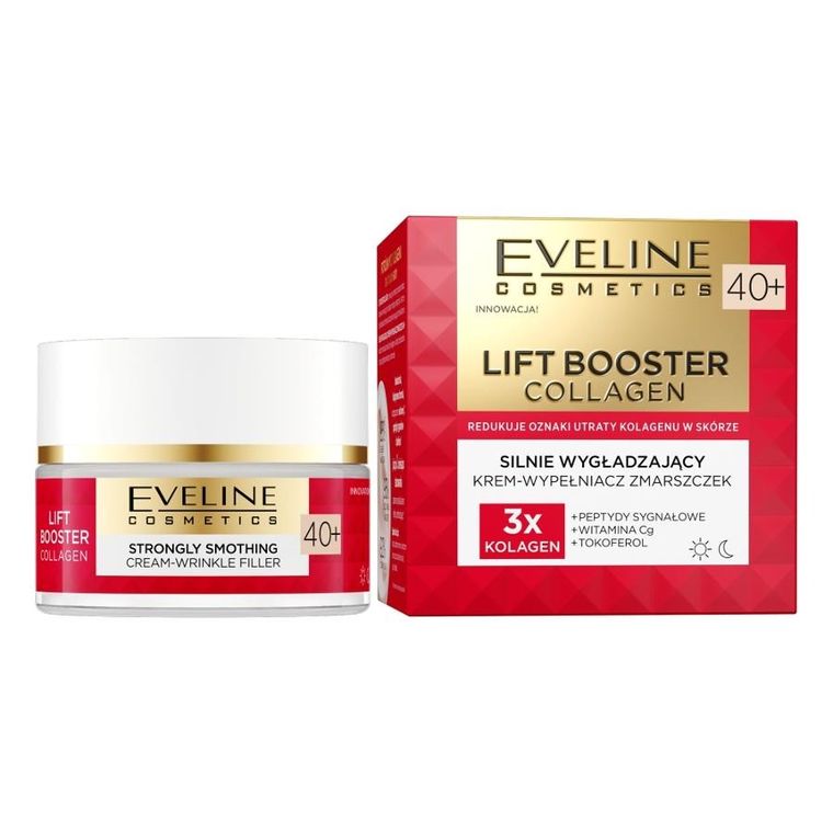 Eveline Cosmetics, Lift Booster Collagen, silnie wygładzający krem-wypełniacz zmarszczek, 40+, 50 ml