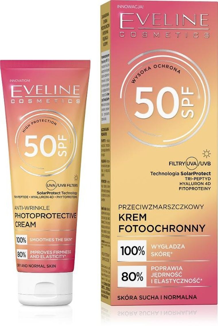 Eveline Cosmetics, przeciwzmarszczkowy krem fotoochronny SPF50, 30 ml