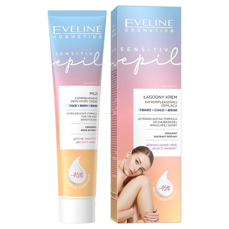 Eveline Cosmetics, Sensitive Epil, łagodny krem do kompleksowej depilacji, 125 ml