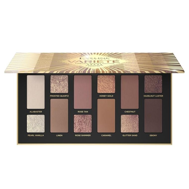 Eveline Cosmetics, Variete Eyeshadow Palette, paleta 12 cieni do powiek, Timeless Bronze Edition, 9.5g