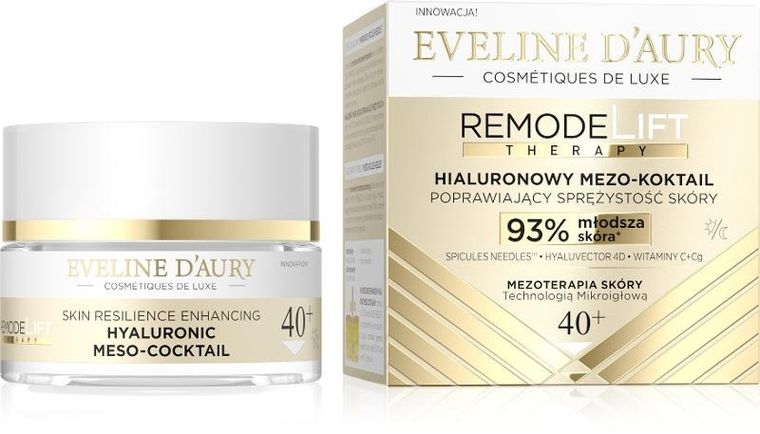 Eveline, D'Aury Remodelift Therapy, hialuronowy mezo-koktajl poprawiający sprężystość skóry 40+ na dzień i noc, 50 ml