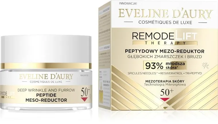 Eveline, D'Aury Remodelift Therapy, peptydowy mezo-reduktor głębokich zmarszczek i bruzd 50+ na dzień i noc, 50 ml