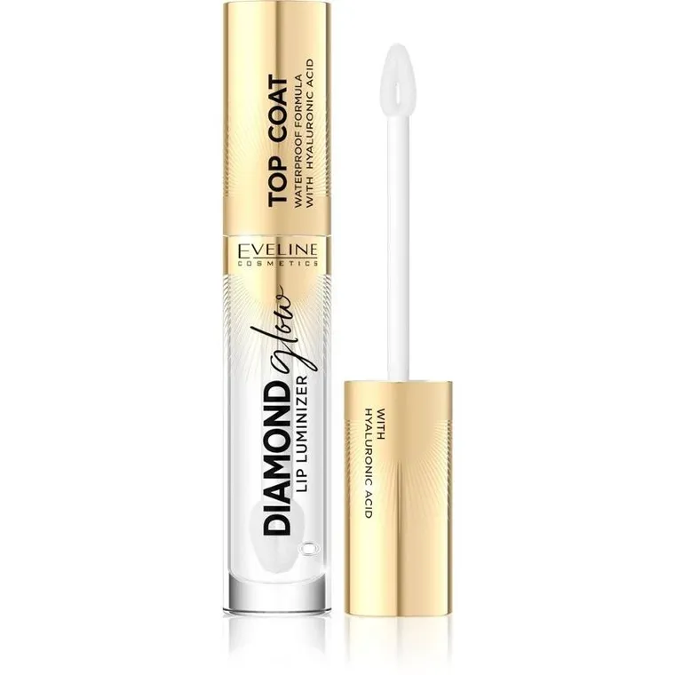 Eveline, Diamond Glow Lip Luminizer, błyszczyk top coat do ust z kwasem hialuronowym nr 01, 4.5 ml