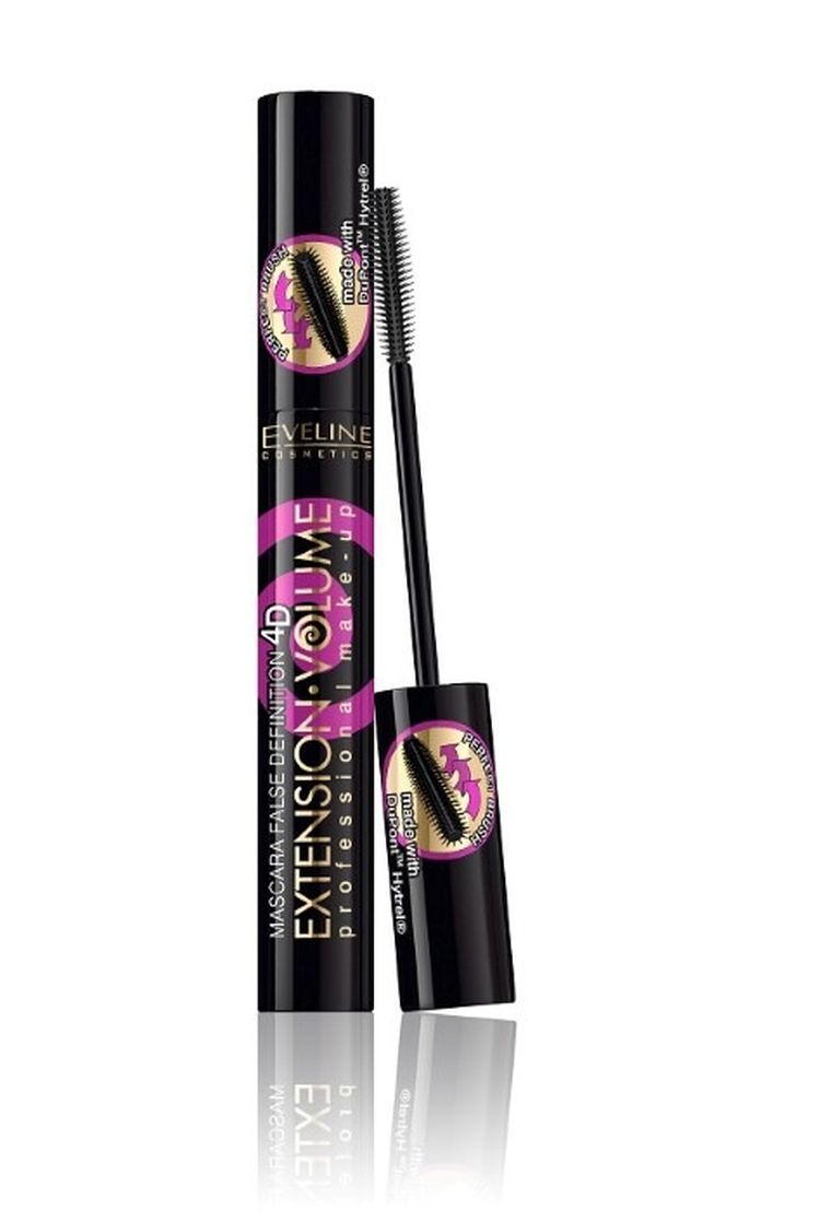 Eveline, Extension 4D Extreme Volume Mascara, pogrubiający tusz do rzęs Black, 10 ml