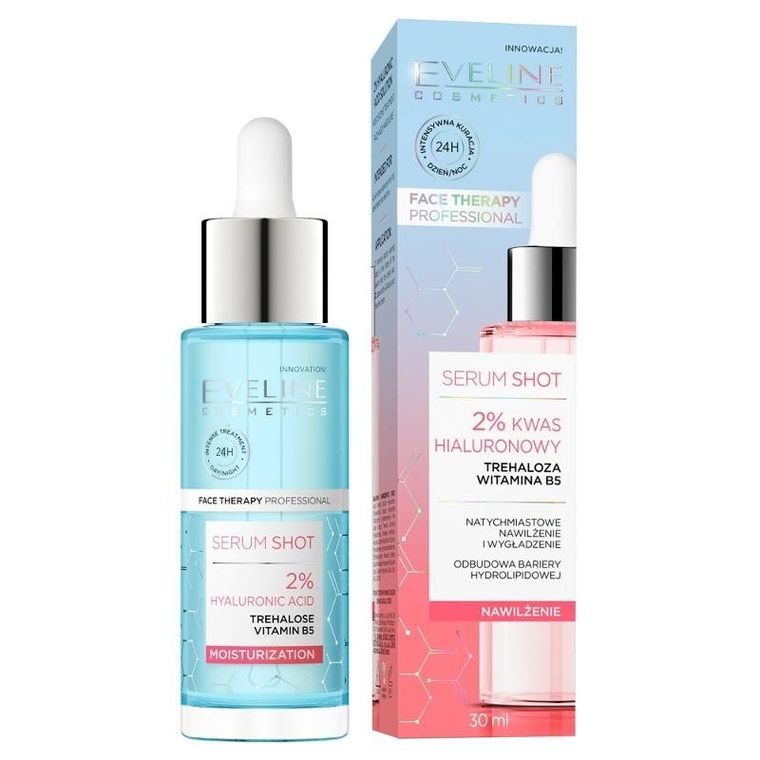 Eveline, Face Therapy Professional, serum shot, kuracja nawilżająca, 2%, kwas hialuronowy 30 ml