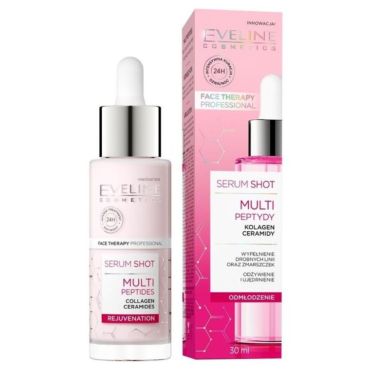 Eveline, Face Therapy Professional, serum shot, kuracja odmładzająca, multipeptydy, 30 ml