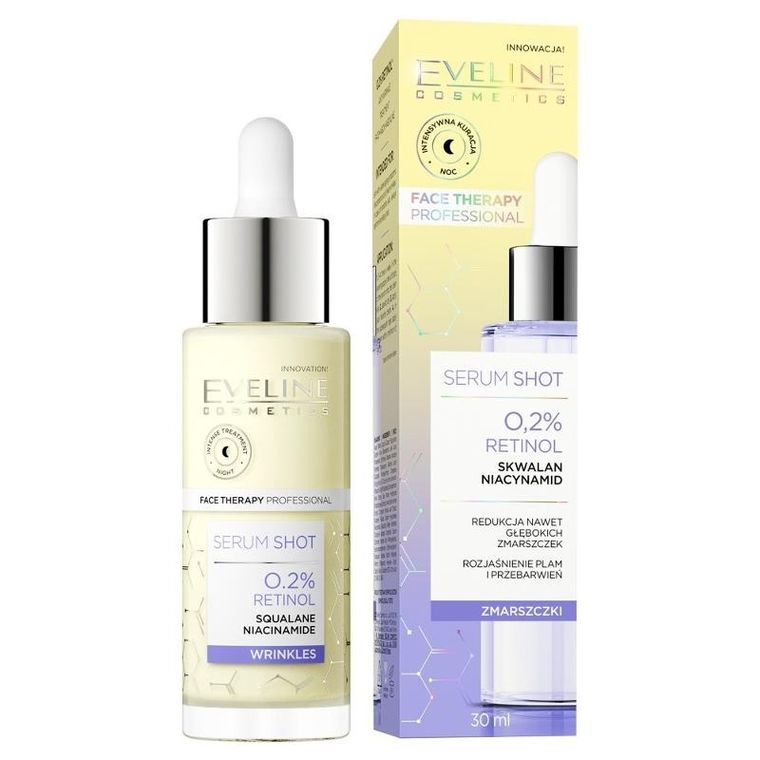 Eveline, Face Therapy Professional, serum shot, kuracja redukująca zmarszczki, 02% retinol, 30 ml