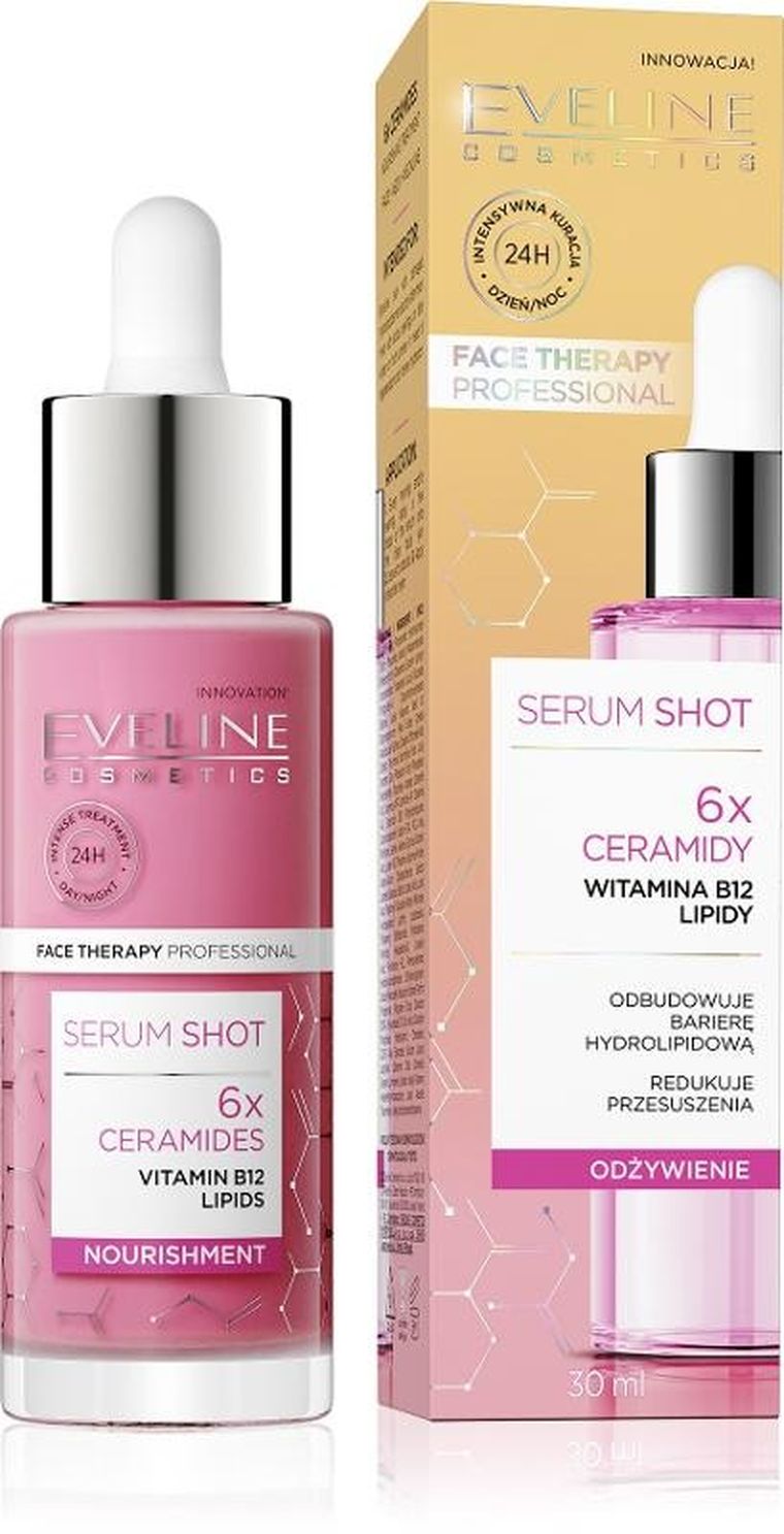 Eveline, Face Therapy Professional, serum shot odbudowujące barierę hydrolipidową - 6x ceramidy, 30 ml