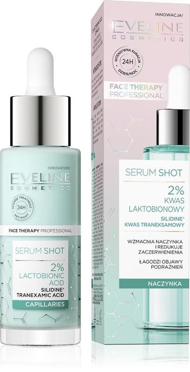 Eveline, Face Therapy Professional, serum shot wzmacniające naczynka - 2% kwas laktobionowy, 30 ml