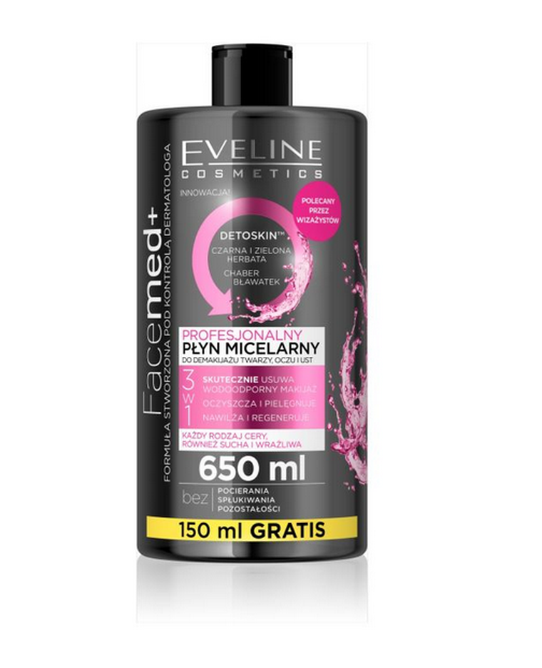 Eveline, Facemed+ profesjonalny płyn micelarny 3w1, cera każdego rodzaju, 650 ml