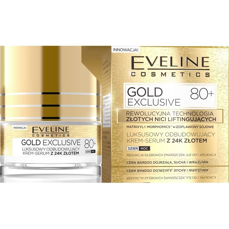Eveline, Gold Lift Expert, 80+, krem-serum odbudowujący na dzień i noc, 50 ml