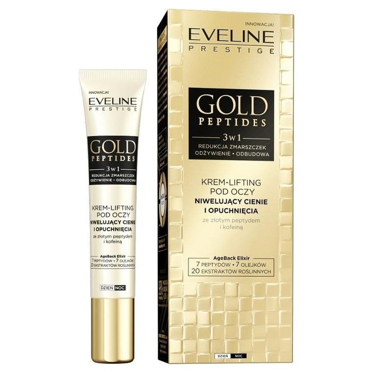 Eveline, Gold Peptides 3w1, krem-lifting pod oczy niwelujący cienie i opuchnięcia, 15 ml