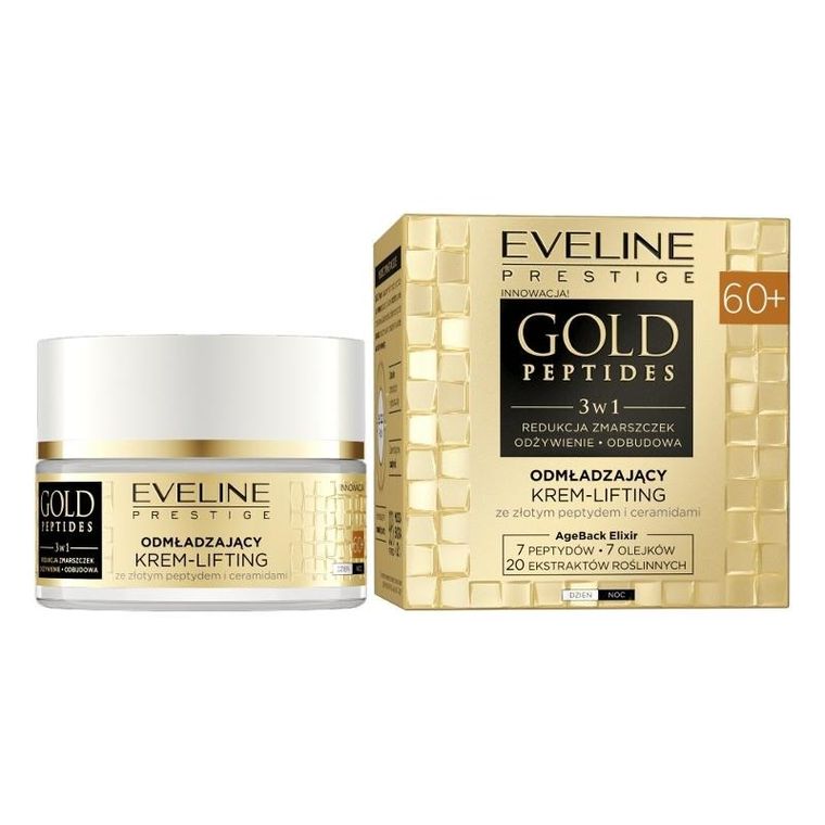 Eveline, Gold Peptides 3w1, odmładzający krem-lifting 60+ na dzień i noc, 50 ml