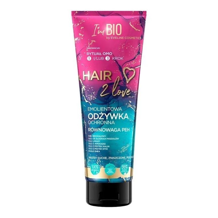 Eveline, Hair 2 Love, emolientowa odżywka ochronna do włosów, 250 ml