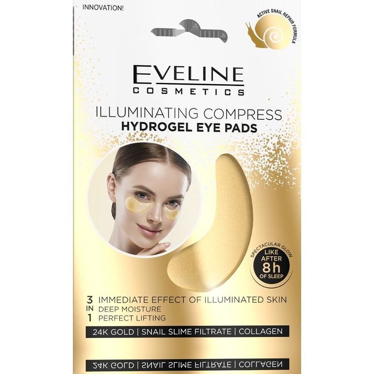 Eveline, Hydrogel Eye Pads, hydrożelowe płatki pod oczy, rozświetlający kompres, 2 szt.