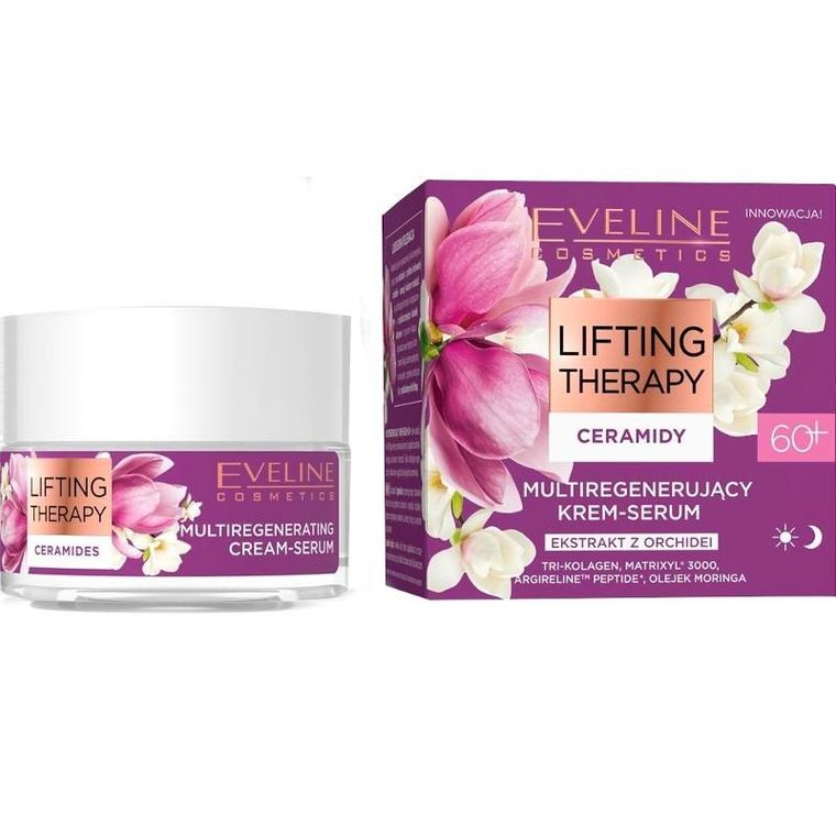 Eveline, Lifting Therapy, ceramidy 60+, multiregenerujący krem-serum na dzień i noc, 50 ml