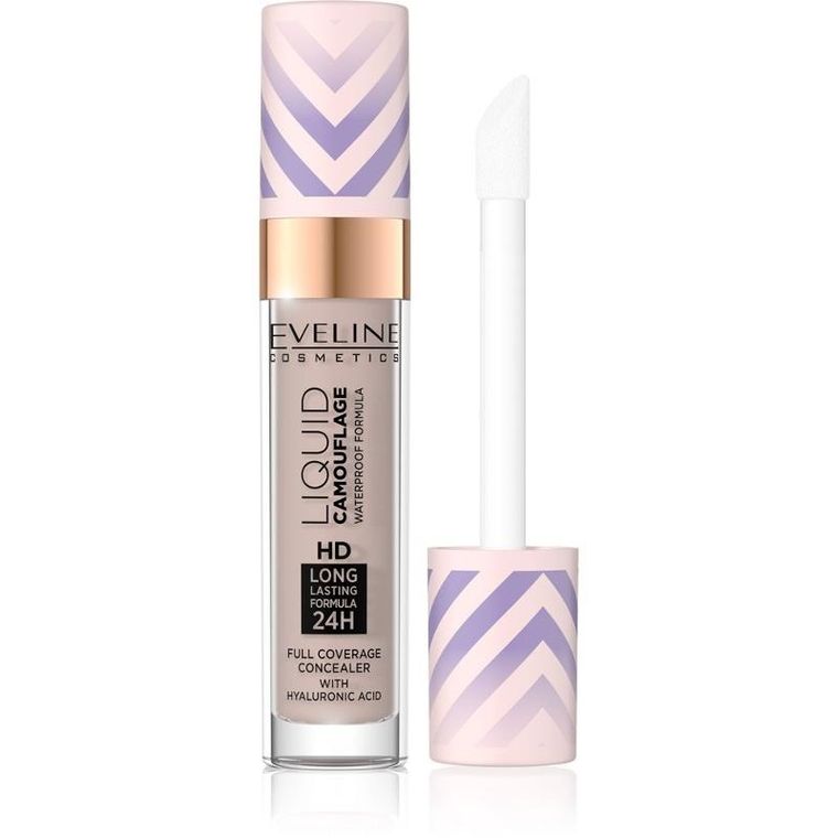 Eveline, Liquid Camouflage, wodoodporny korektor z kwasem hialuronowym, nr 04 light almond, 75 ml