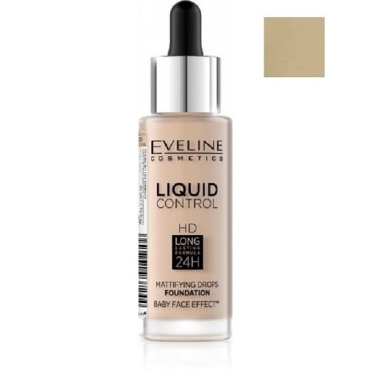 Eveline, Liquid Control HD, podkład do twarzy z dropperem, 020 Rose Beige, 32 ml