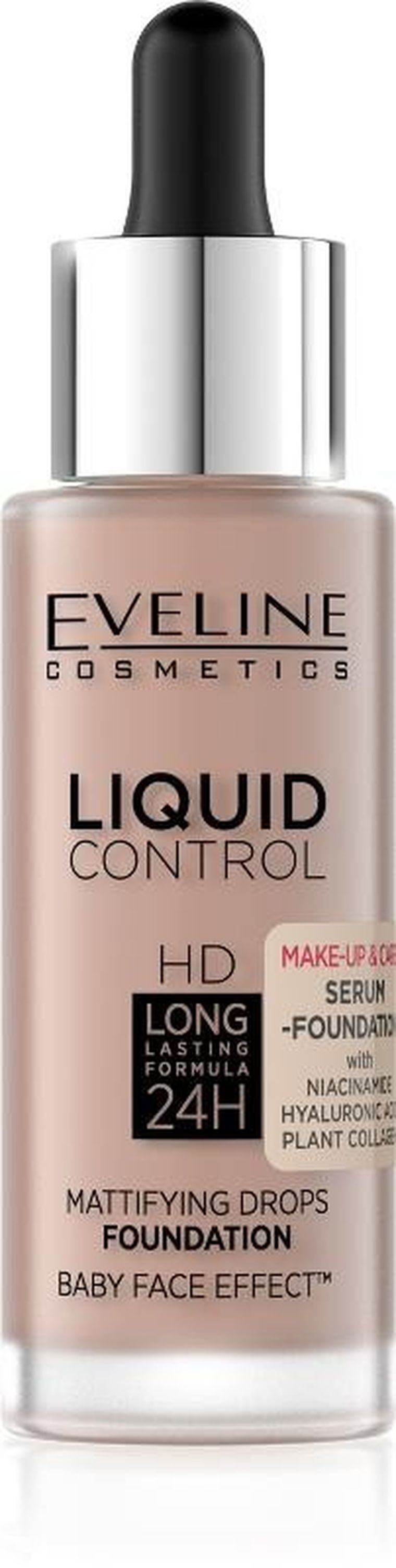Eveline, Liquid Control HD, podkład do twarzy z dropperem, nr 025 light rose, 32ml
