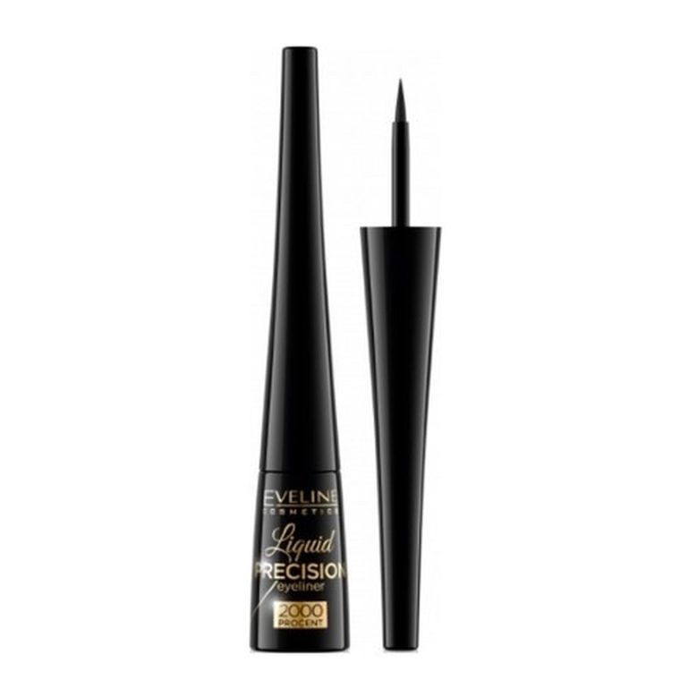Eveline, Liquid Precision 2000 Procent Eyeliner, liner w pędzelku, Black, 4 ml