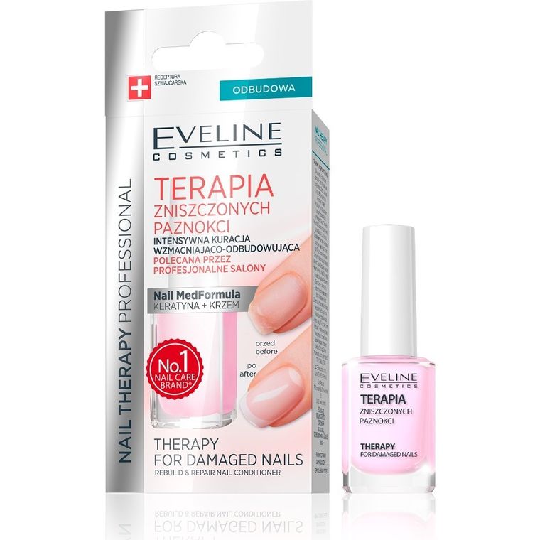 Eveline, Nail Therapy, intensywna kuracja wzmacniająco-odbudowująca, 12 ml