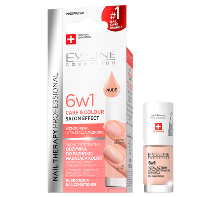 Eveline, Nail Therapy, odżywka do paznokci nadająca kolor 6w1, Nude, 5 ml