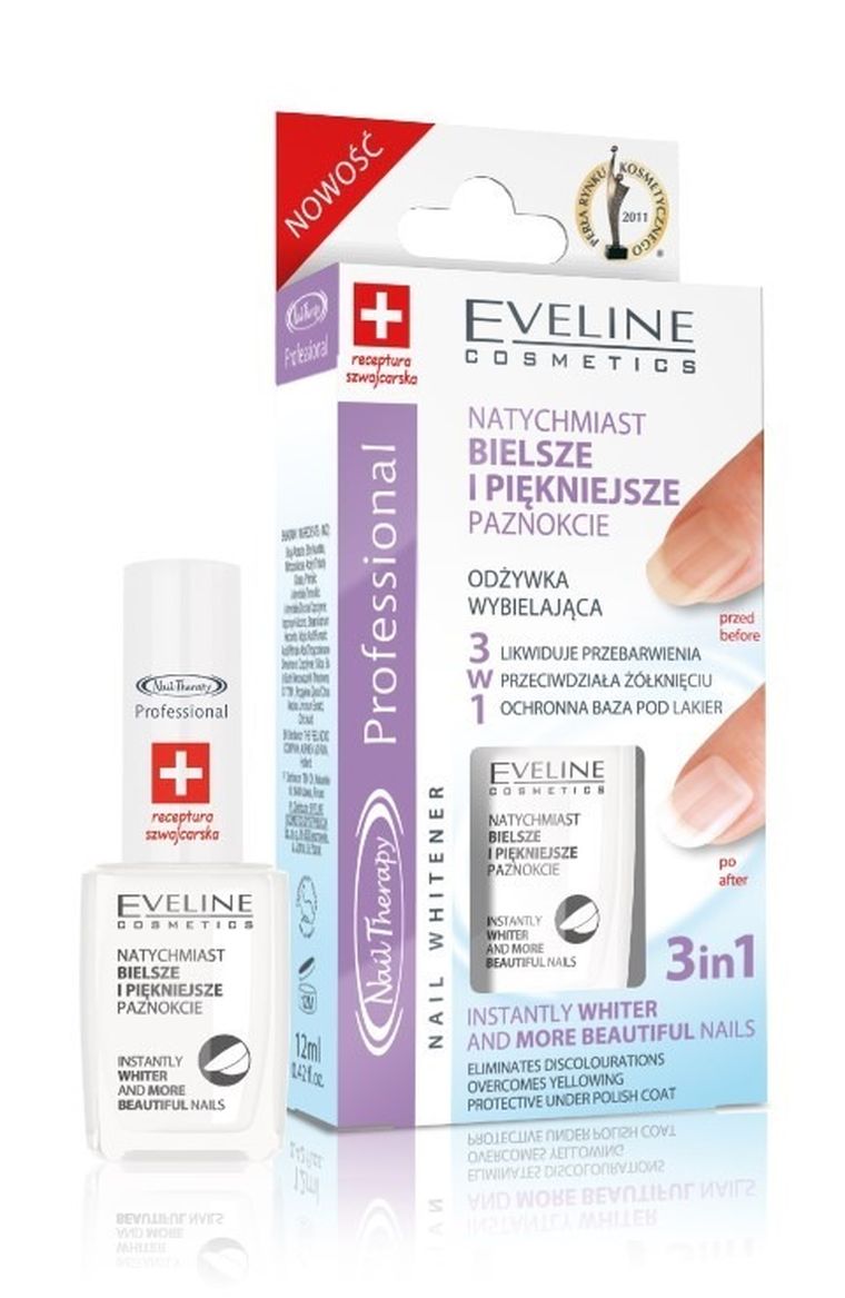 Eveline, Nail Therapy, odżywka wybielająca do paznokci 3w1, 12 ml