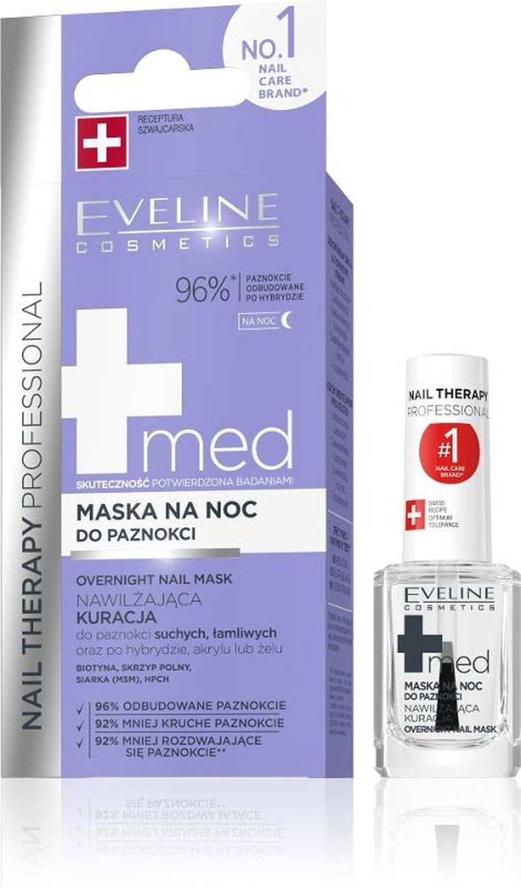 Eveline, Nail Therapy Professional Med+, maska na noc do paznokci, 12ml