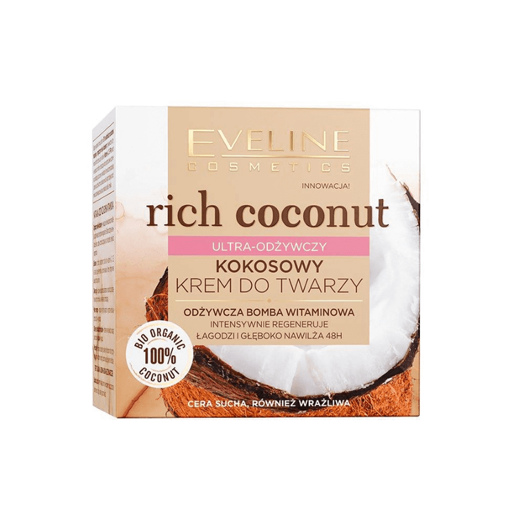 Eveline, Rich Coconut, kokosowy krem do twarzy, ultra-odżywczy, 50 ml